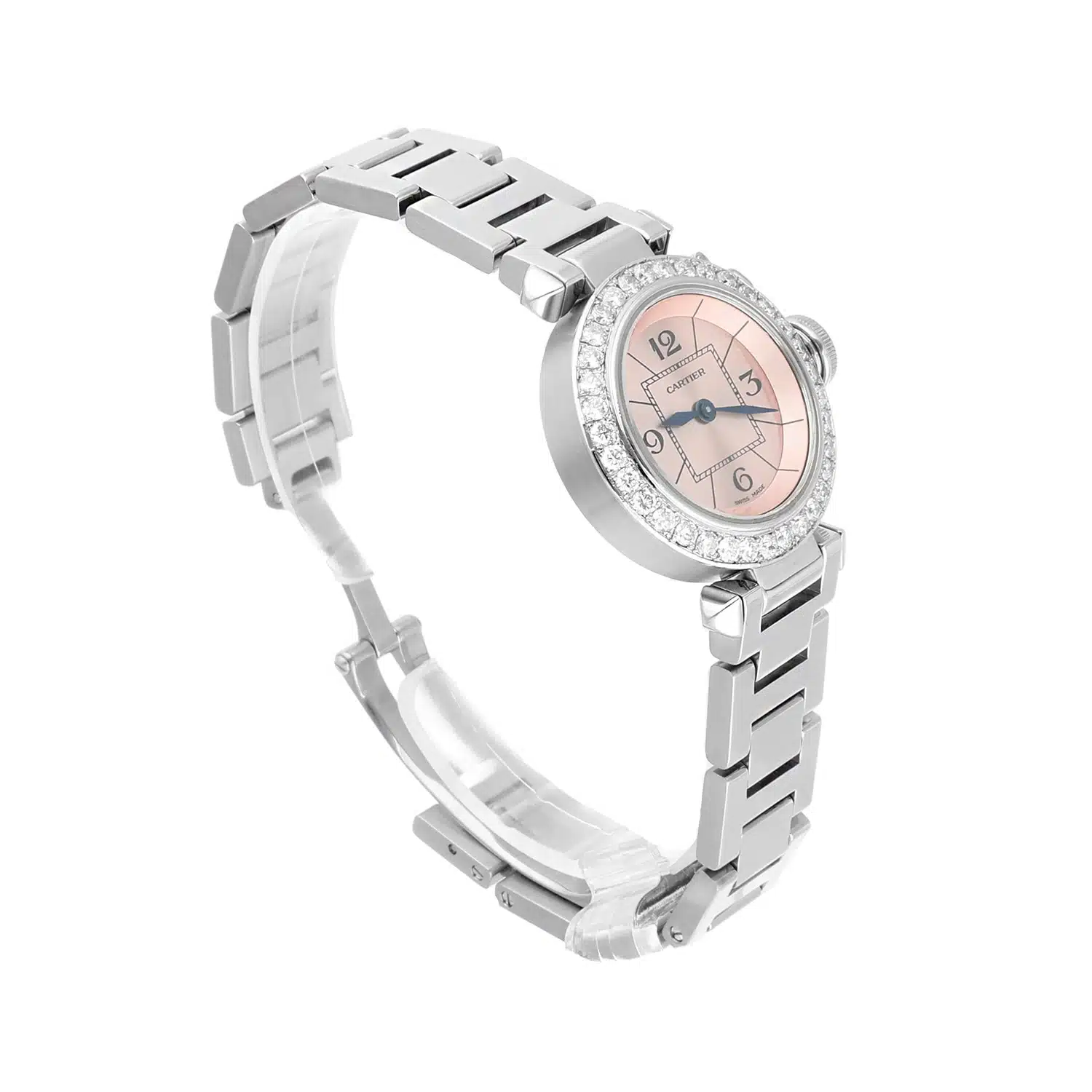 Cartier Miss Pasha Steel Pink Dial Ladies Watch W3140008 with Diamond Bezel – image 4