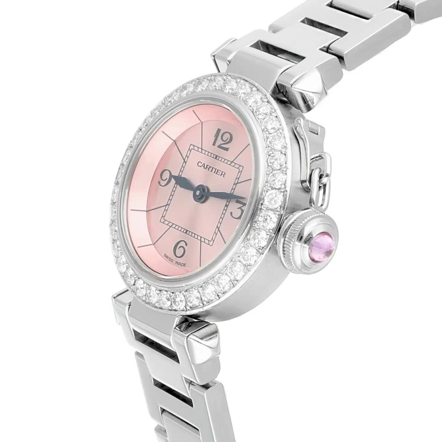 Cartier Miss Pasha Steel Pink Dial Ladies Watch W3140008 with Diamond Bezel – image 5