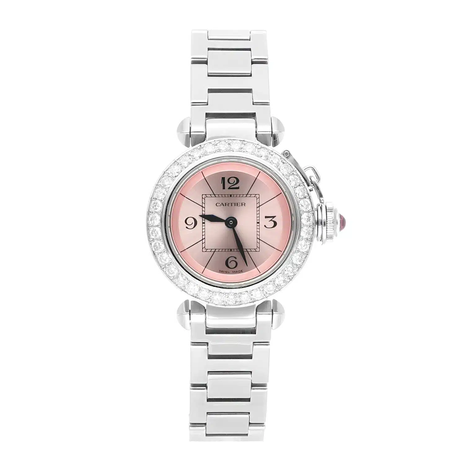 Cartier Miss Pasha W3140008 pink dial ladies watch, dial detail