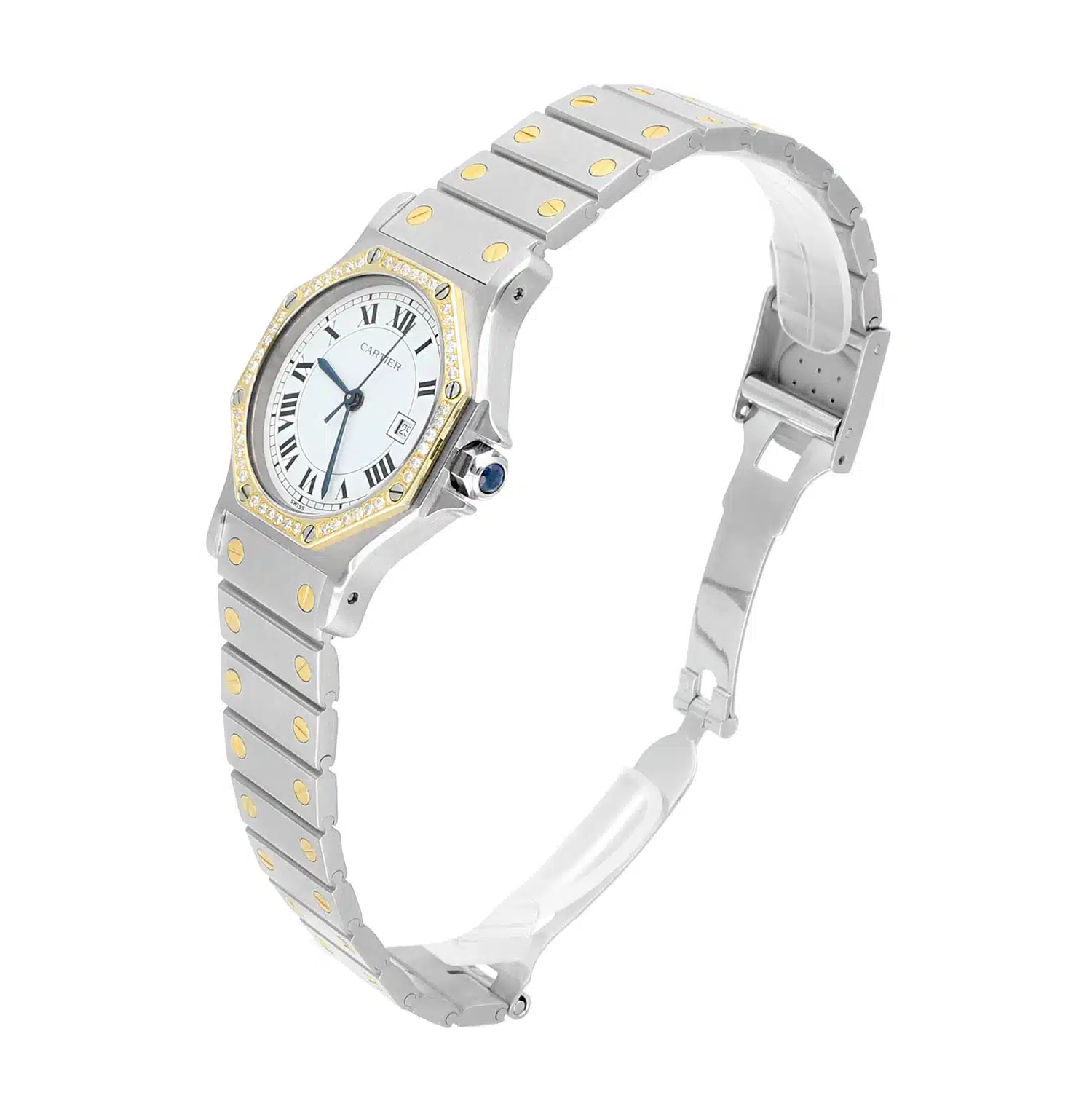 Cartier Santos Ronde Gold Octagon 29mm Women's Watch with Diamond Bezel – image 4