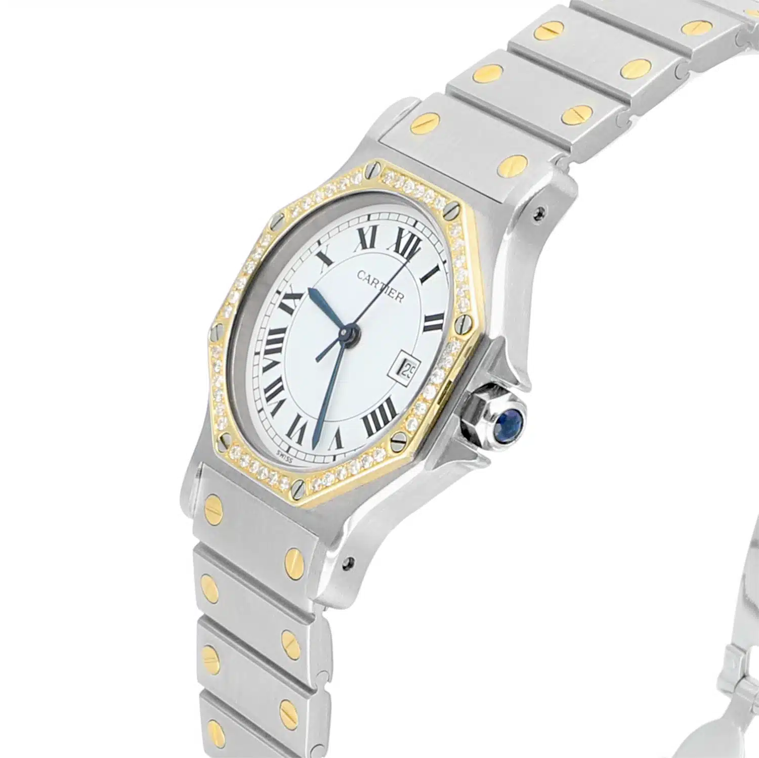 Cartier Santos Ronde Gold Octagon 29mm Women's Watch with Diamond Bezel – image 3