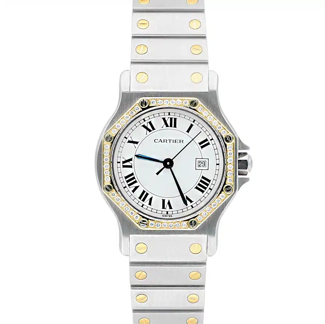 Cartier Santos Ronde Gold Octagon 29mm Women's Watch with Diamond Bezel – image 2