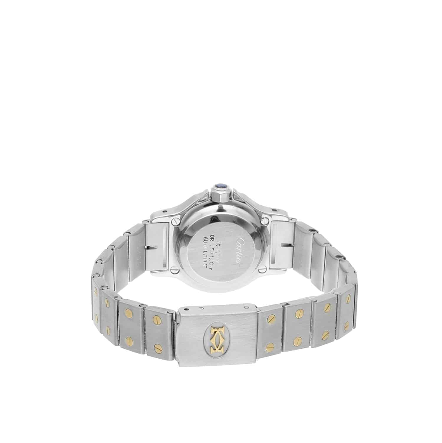 Cartier Santos Octagon Yellow Gold and Stainless Ladies Watch Diamonds