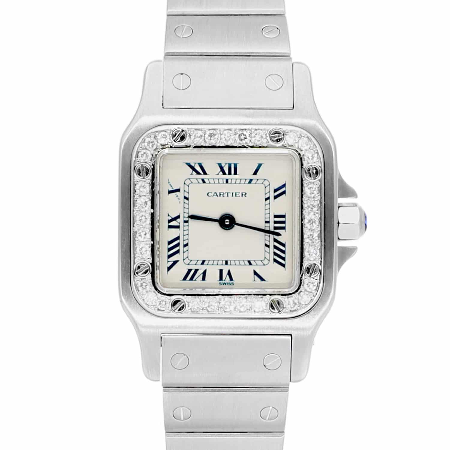 Cartier Santos Galbee 24 mm Women's Watch Stainless Steel with Diamonds 1565