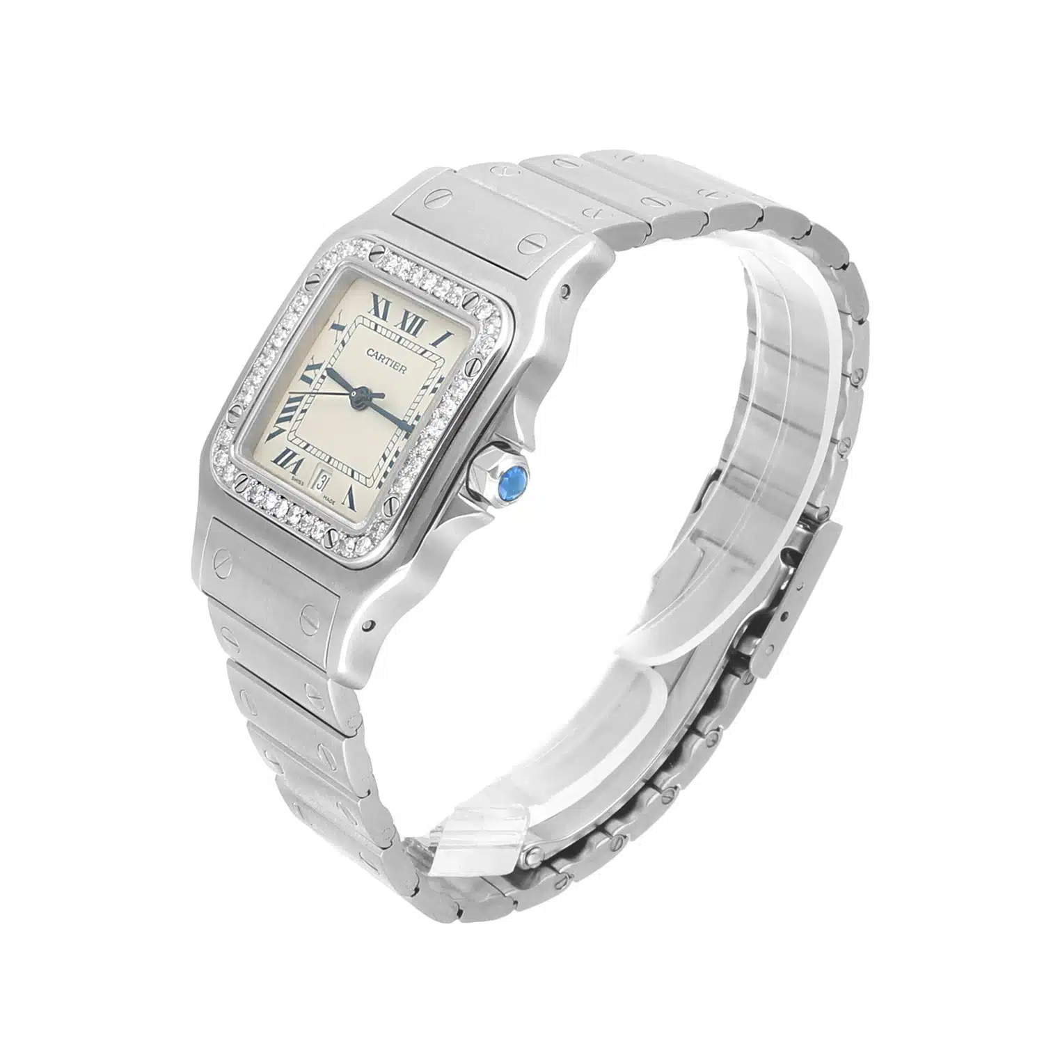 Cartier Santos Galbée W20018D6 29mm Ladies Stainless Steel Watch with Diamond Bezel – image 3