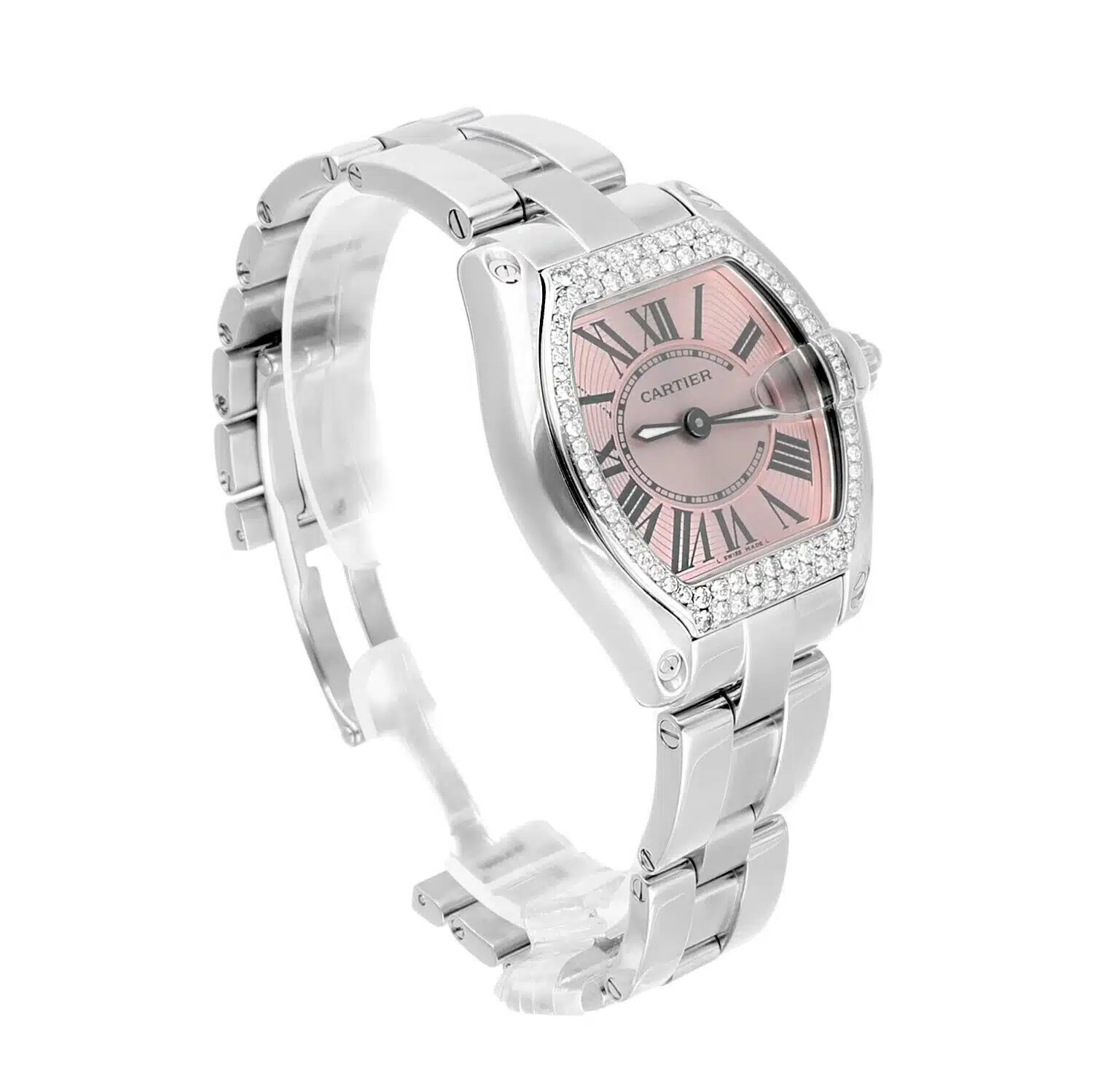 Cartier Roadster Small Ladies Pink Dial Stainless Steel Watch with Diamond Bezel – image 6