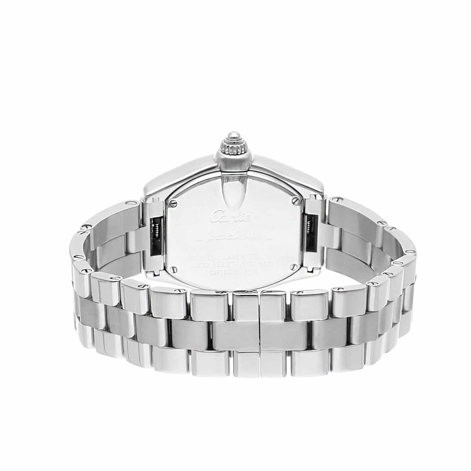 Cartier Roadster Ladies Silver Dial Stainless Steel Watch with Diamond Bezel W62016V3
