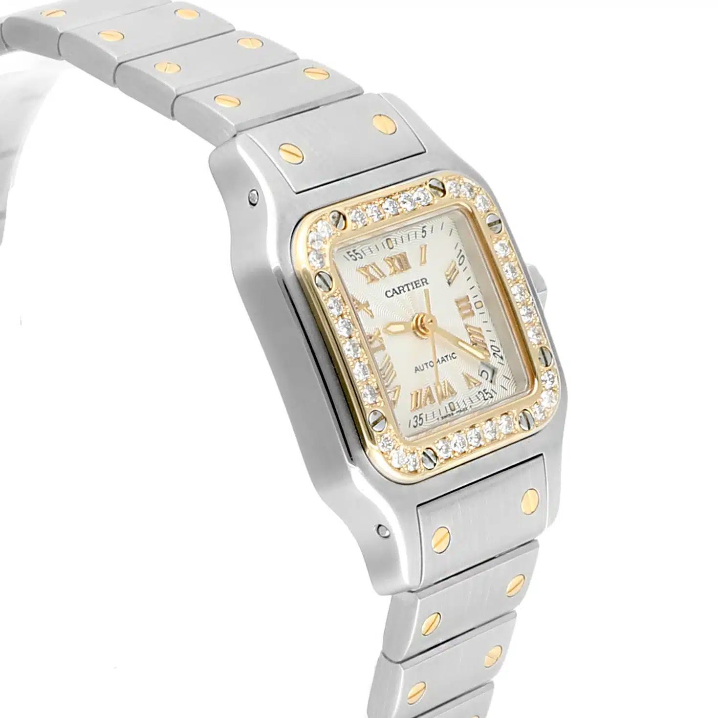 Cartier Santos Galbee 24 mm Women's Two Tone Yellow Gold 2423 Watch Diamonds – image 6