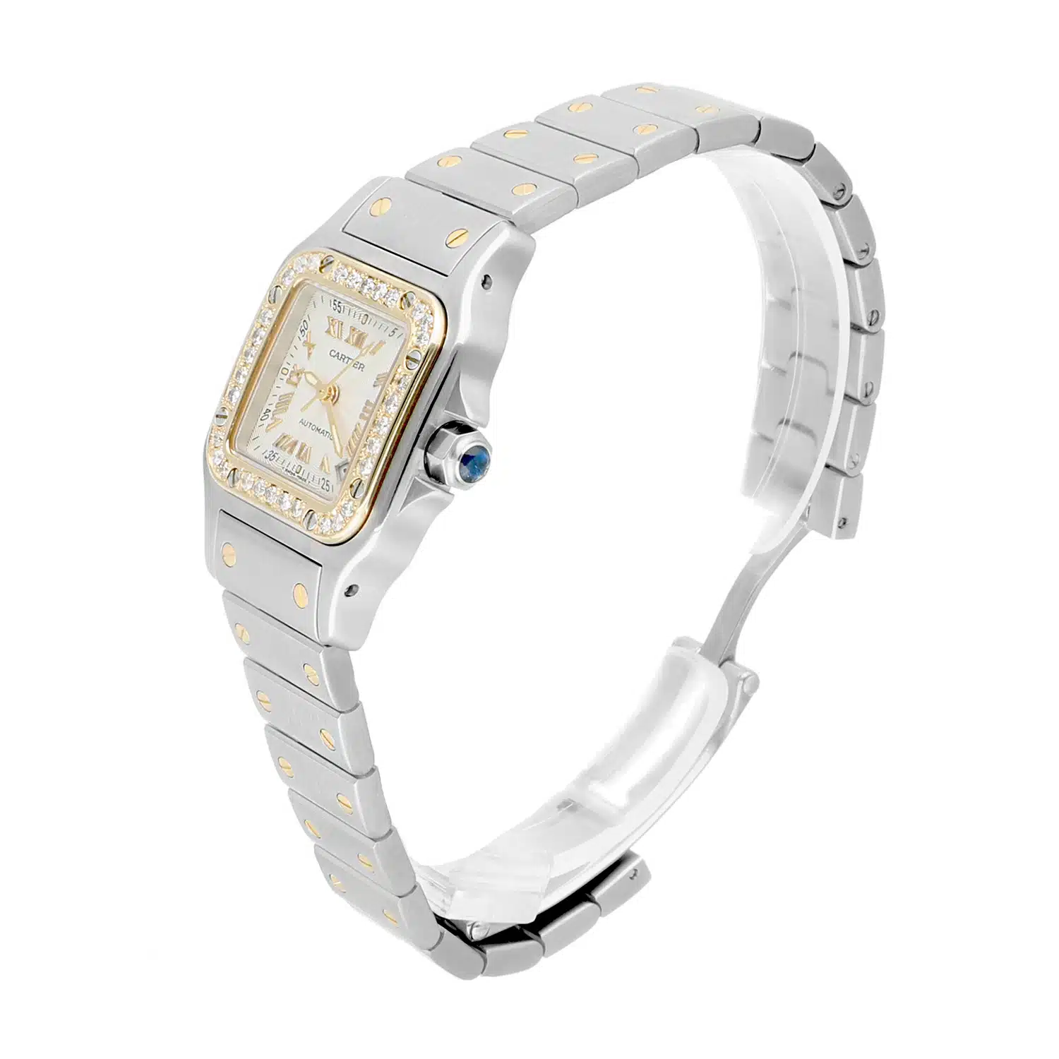 Cartier Santos Galbee 24 mm Women's Two Tone Yellow Gold 2423 Watch Diamonds – image 3