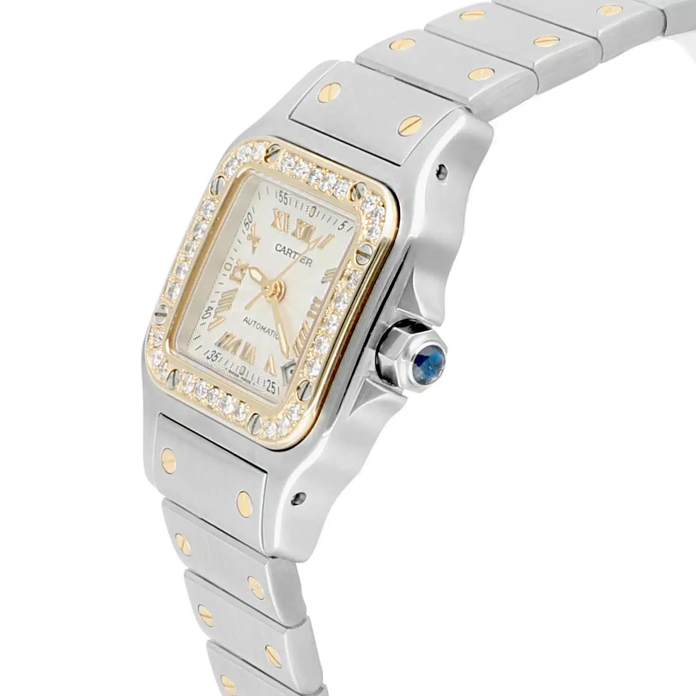 Cartier Santos Galbee 24 mm Women's Two Tone Yellow Gold 2423 Watch Diamonds – image 4