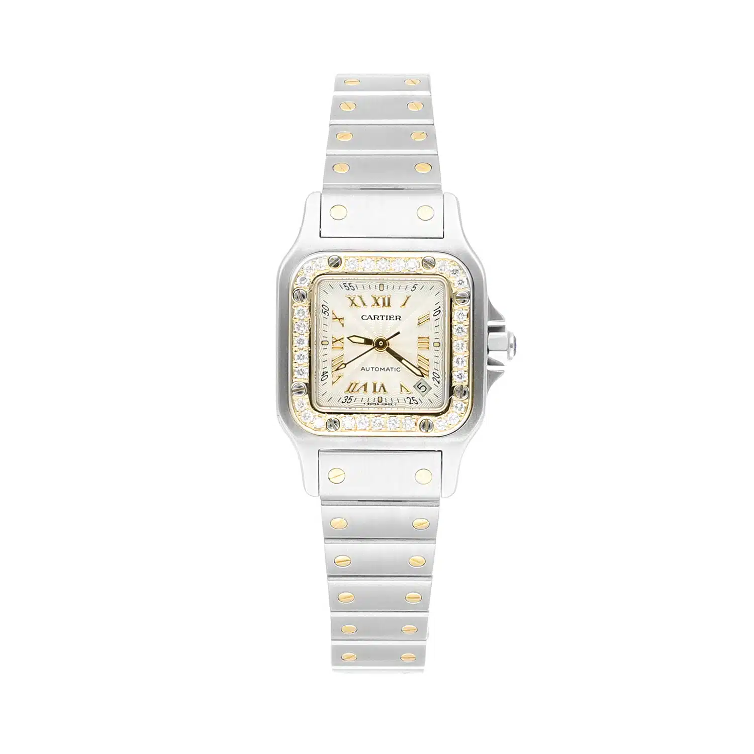 Cartier Santos Galbee 24 mm Women's Two Tone Yellow Gold 2423 Watch Diamonds – image 2