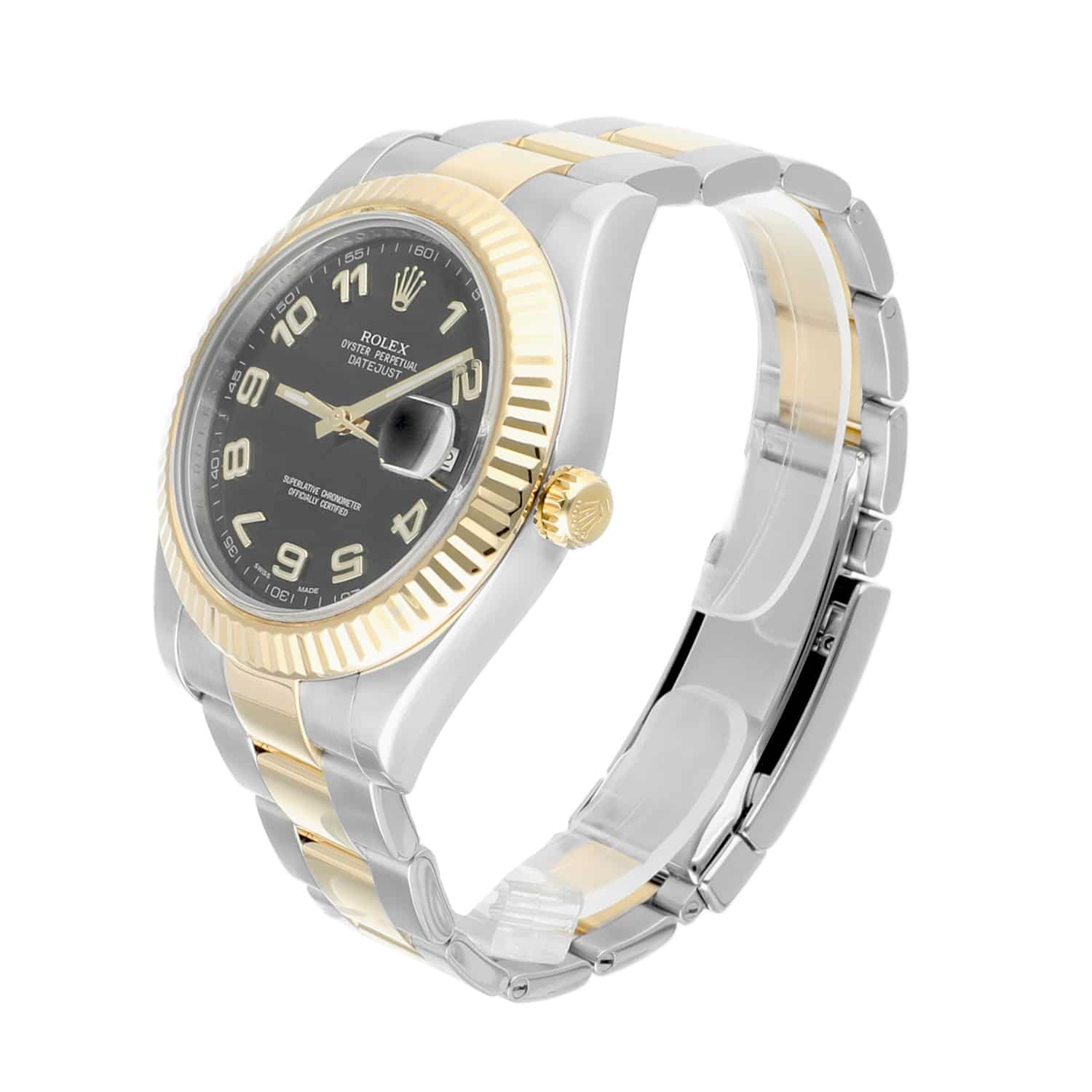 Rolex Datejust II 41mm 116333 Black Arabic Dial Two Tone Oyster With Papers