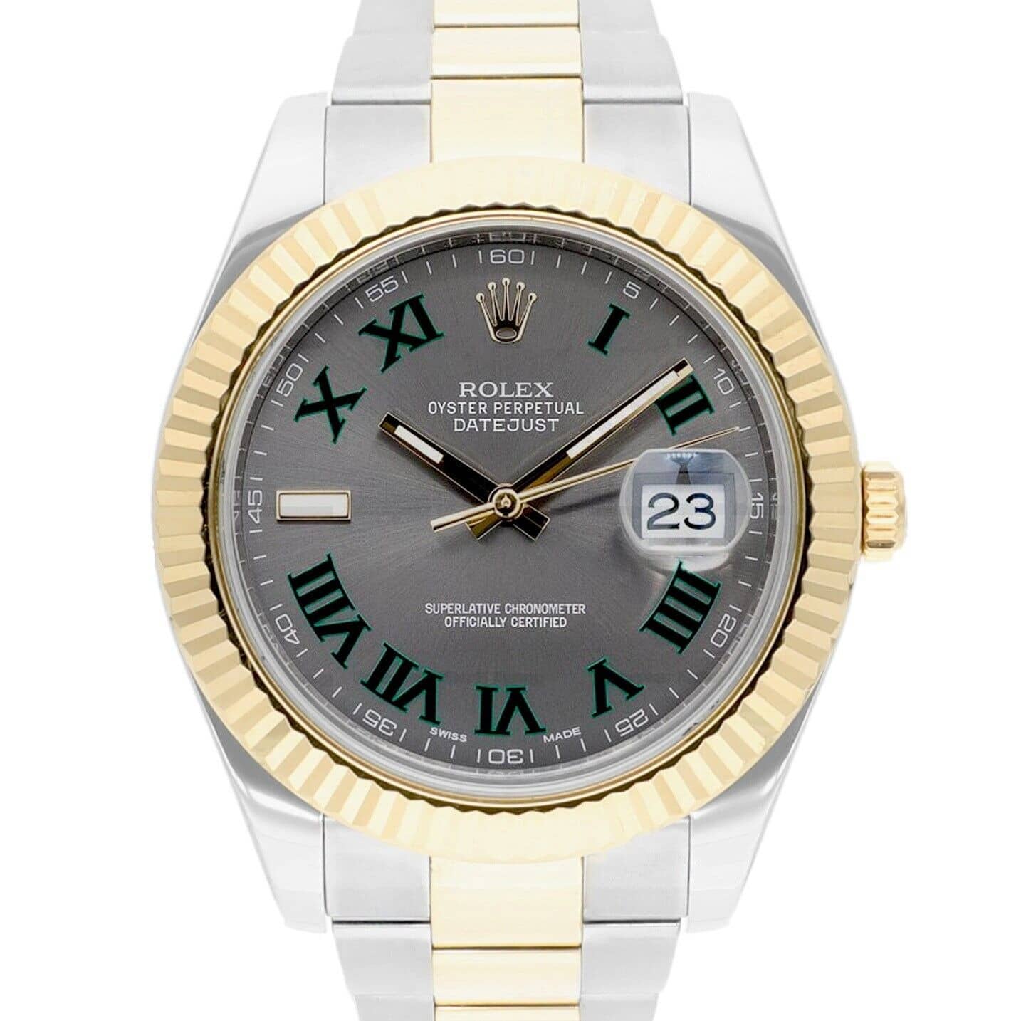 Rolex Datejust II 41mm 116333 Wimbledon Dial Two Tone Oyster With Papers