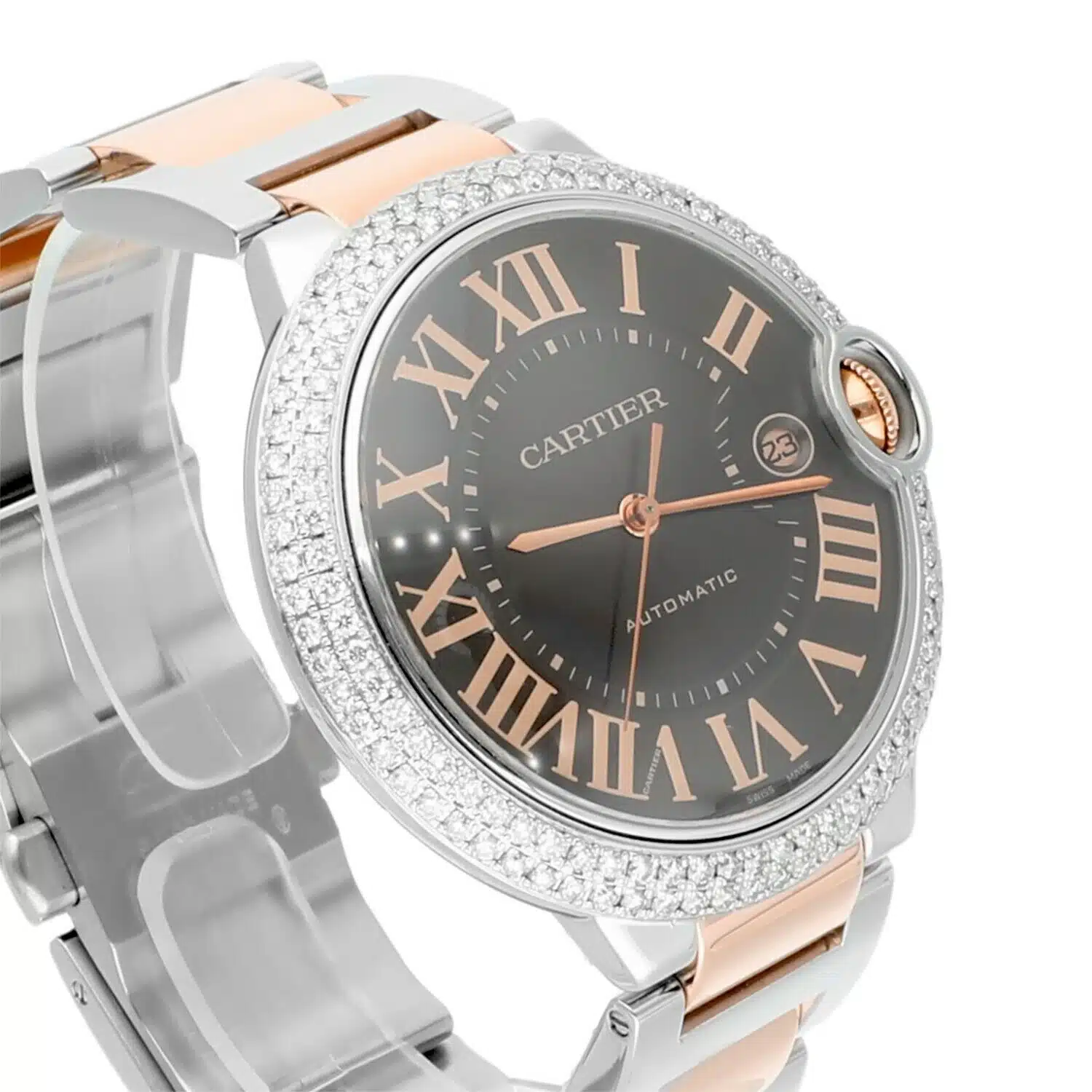 Cartier Ballon Bleu W6920032 42mm Steel Rose Gold Chocolate Dial Mens Watch – image 6