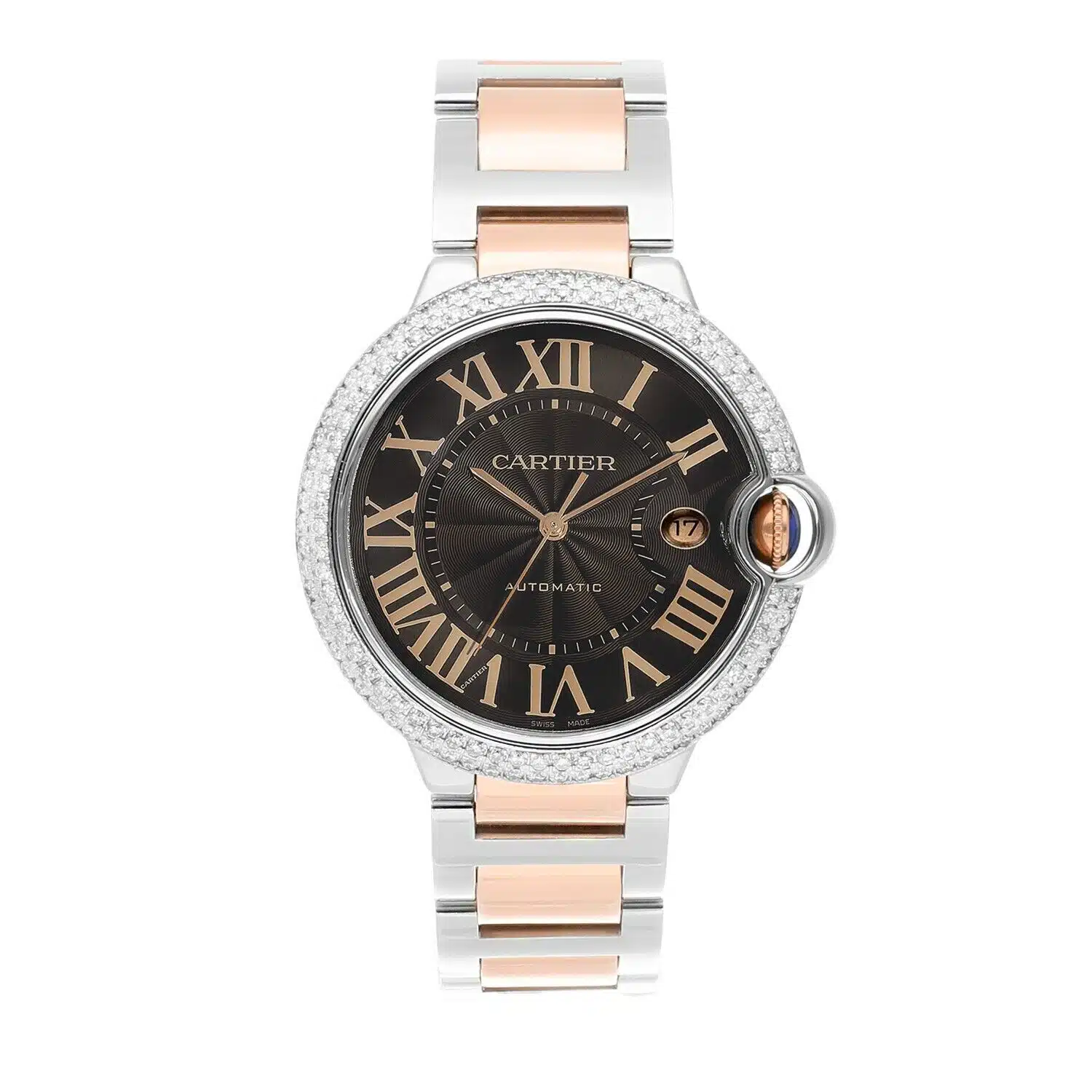 Cartier Ballon Bleu W6920032 42mm Steel Rose Gold Chocolate Dial Mens Watch – image 2