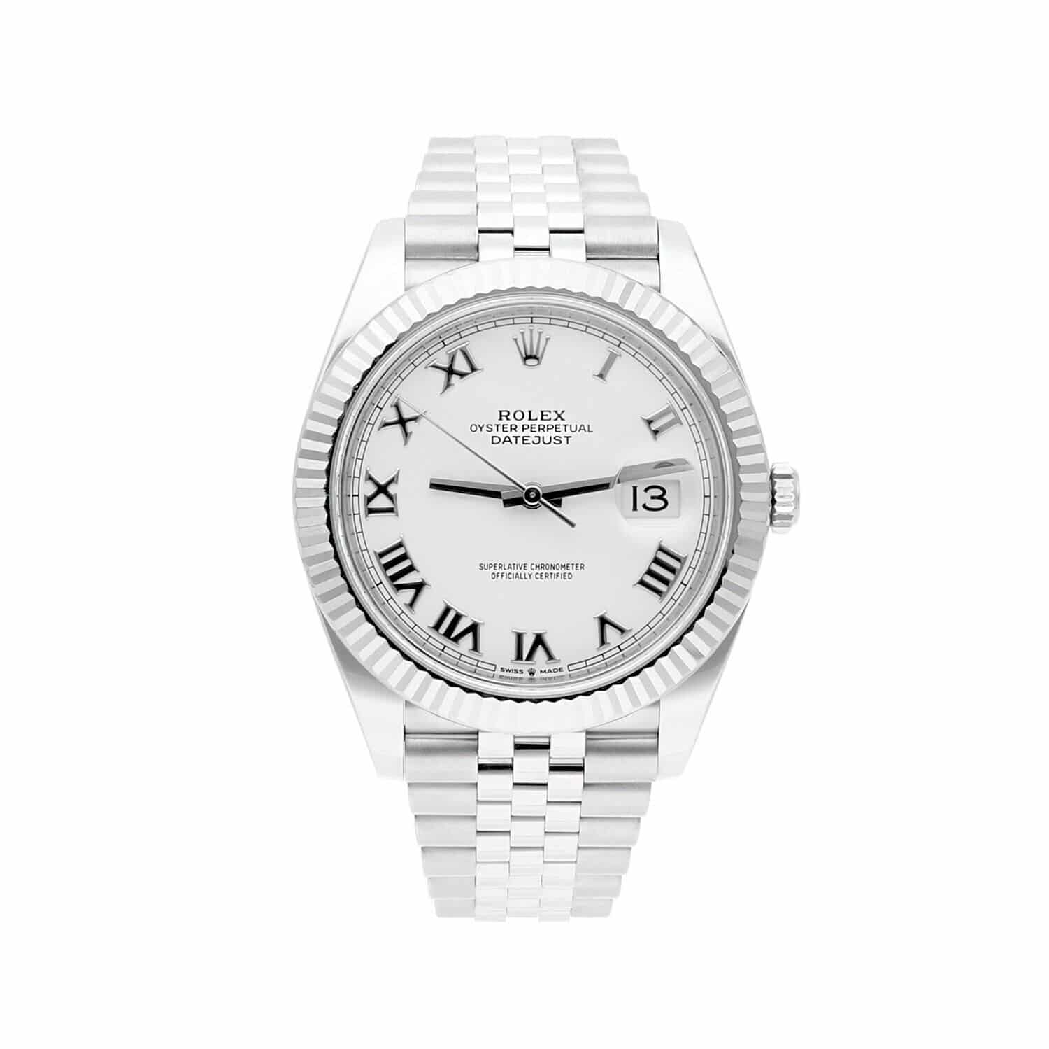 Rolex Datejust 41mm 126334 Fluted Bezel White Dial Jubilee Bracelet Complete