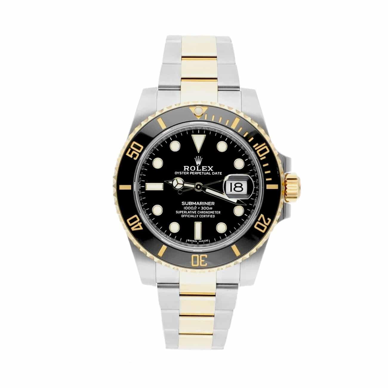 Rolex Submariner Date 116613LN Black Dial 18k Gold/Steel Ceramic Complete Watch - 2014