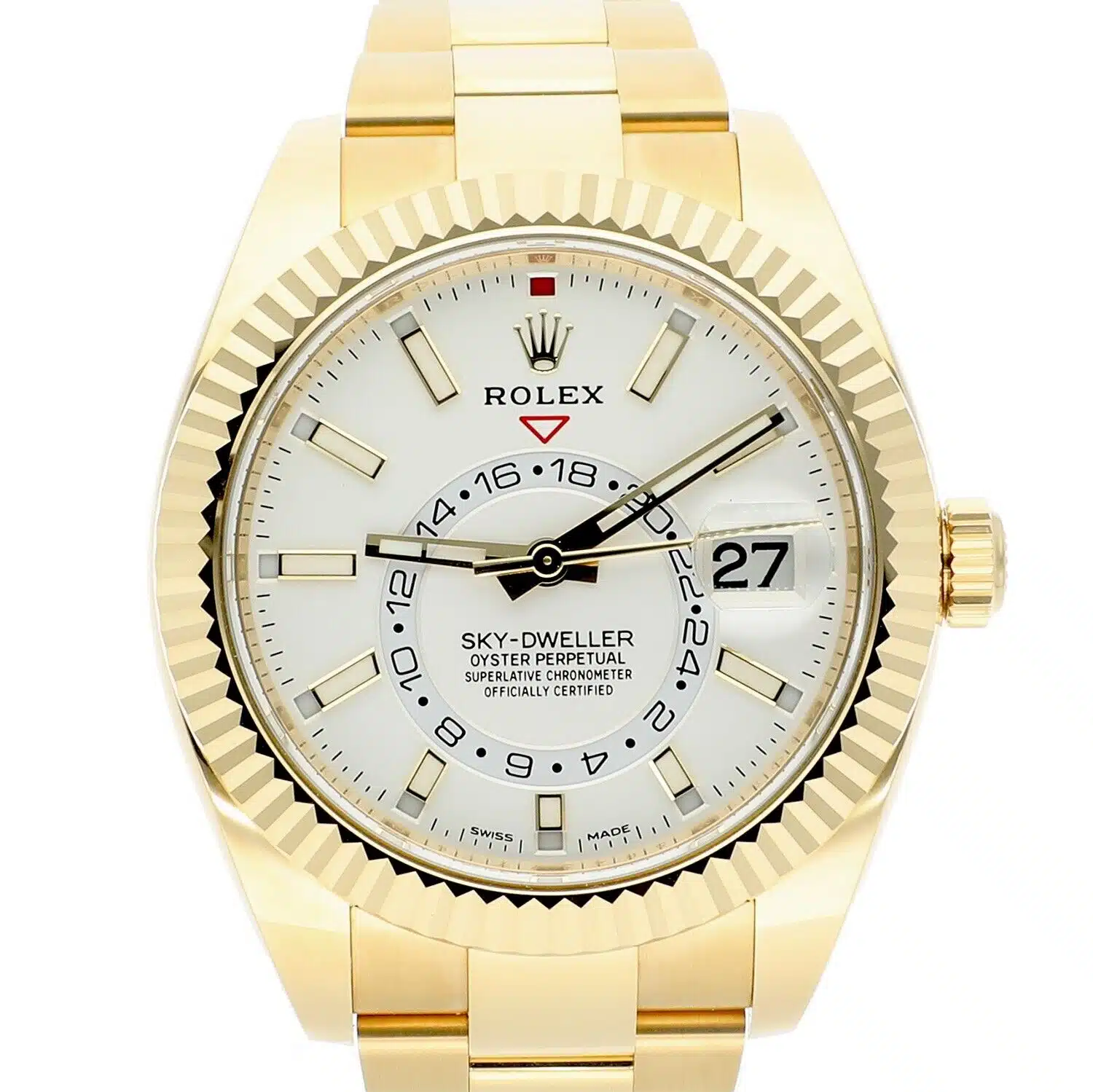 Rolex Sky-Dweller 42mm White Dial 18K Yellow Gold 326938 BOX & PAPERS