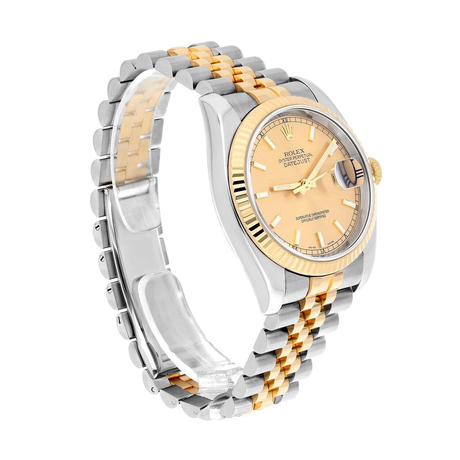 Rolex Datejust 36 Gold & Steel 116233-0151 Watch Champagne Index Dial Jubilee Watch
