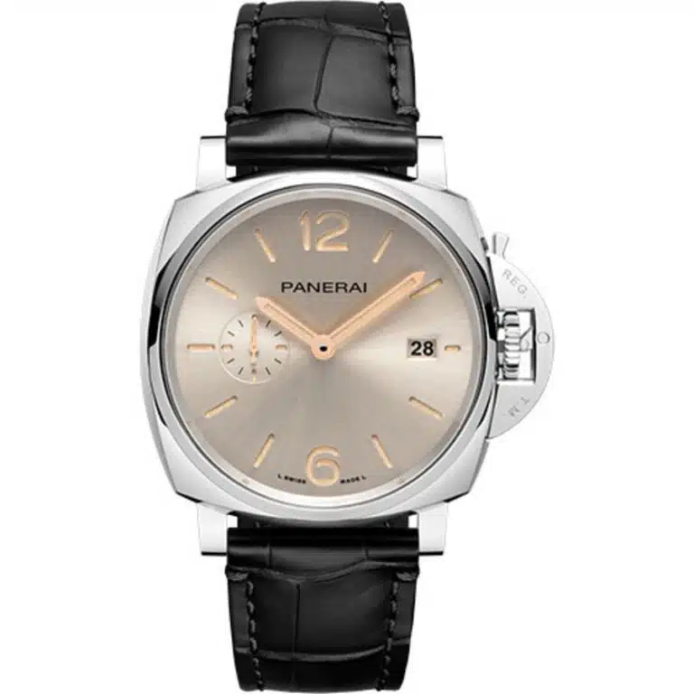Panerai Luminor Due 42mm Stainless Steel With Black Leather Watch Silver Dial PAM01249