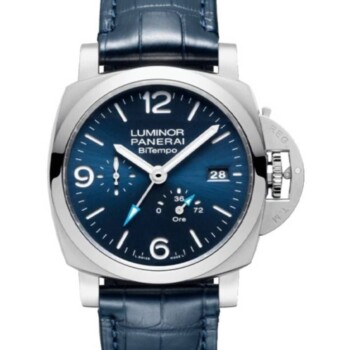 Panerai Luminor BiTempo PAM01361 44mm Stainless steel with Blue Leather Watch Blue Dial 2024