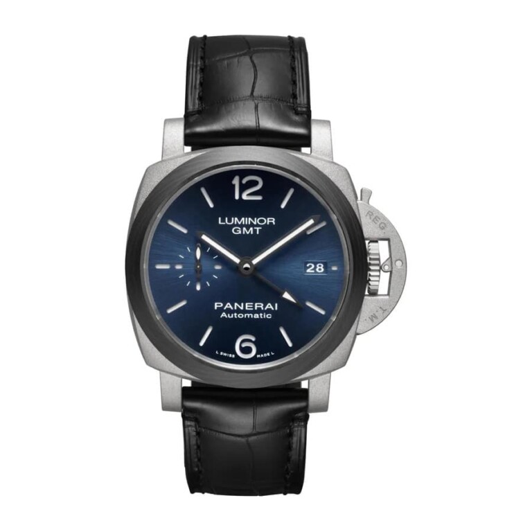 Panerai Luminor GMT PAM01279 42mm Titanium with Black Leather Watch Blue Dial 2024