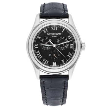 Patek Philippe Complications Annual Calendar white gold watch, leather strap