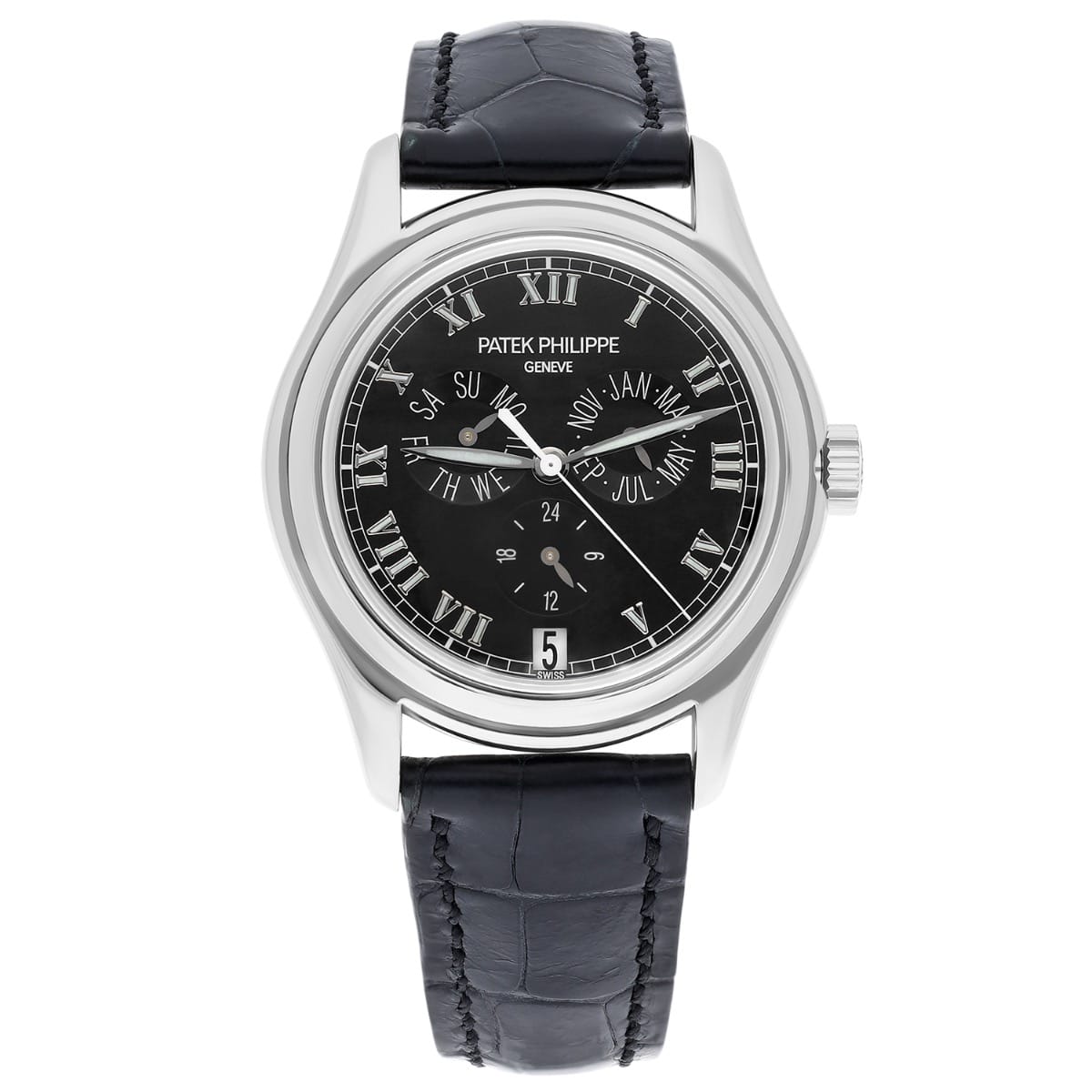 Patek Philippe Complications Annual Calendar White Gold Watch with Leather Band 5035G-010