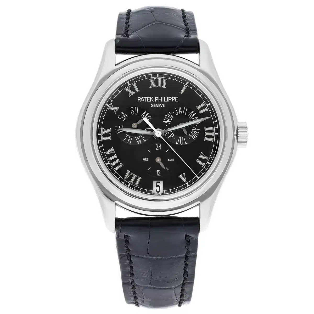 Patek Philippe Complications Annual Calendar White Gold Watch with Leather Band 5035G-010