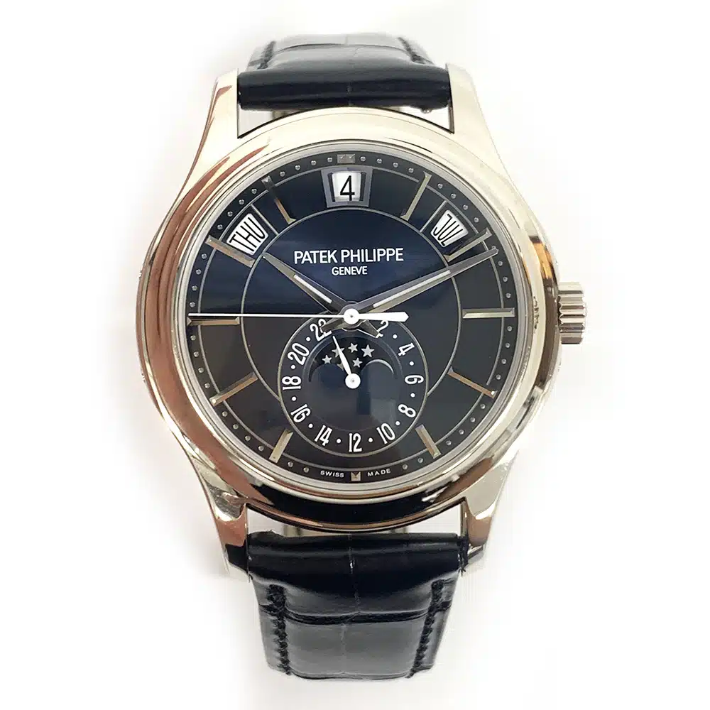 Patek Philippe Annual Calendar 5205G-013 Black Alligator Strap Blue Dial Watch