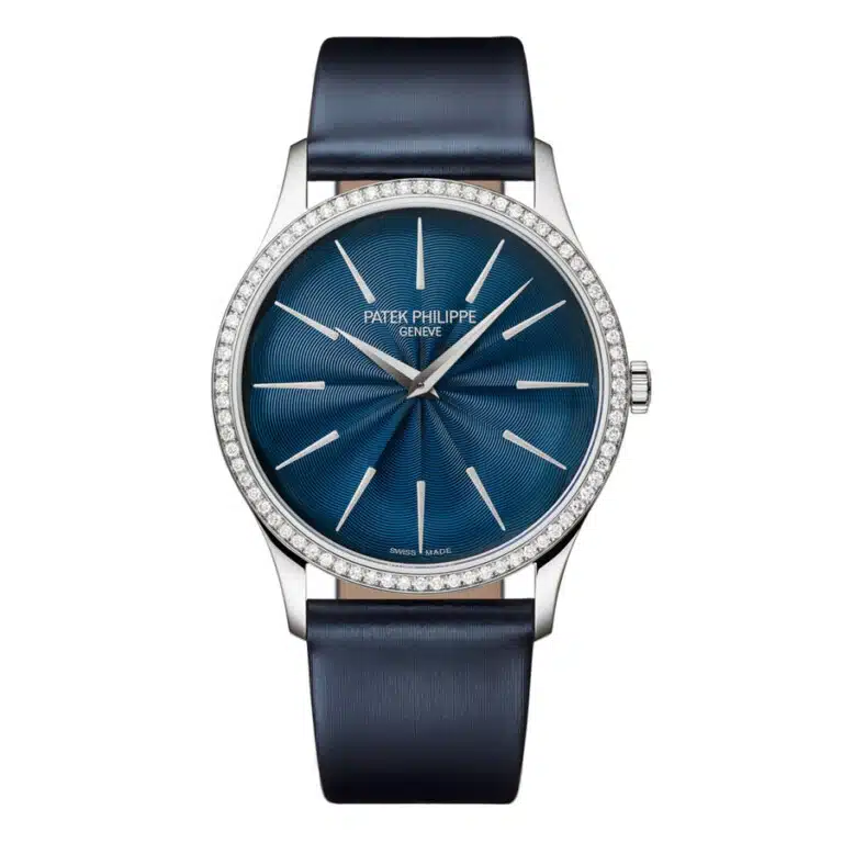 Patek Philippe Ladies Calatrava Joaillerie 4997/200G-001 White Gold With Blue Satin Watch Blue Dial