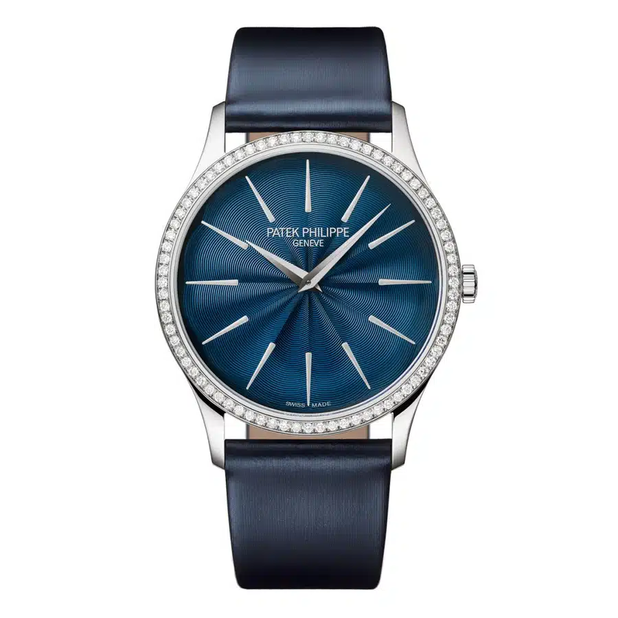 Patek Philippe Ladies Calatrava Joaillerie 4997/200G-001 White Gold With Blue Satin Watch Blue Dial