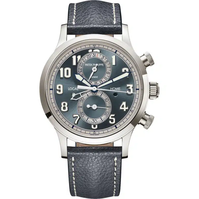 Patek Philippe 5924G-001 Complications Calatrava Pilot Travel Time Chronograph 42 mm White Gold Case - Blue-Gray Dial