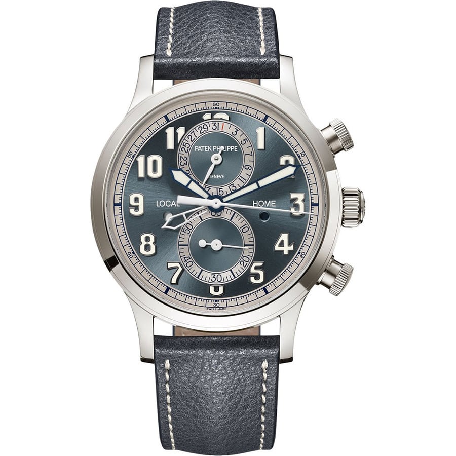 Patek Philippe 5924G-001 Complications Calatrava Pilot Travel Time Chronograph 42 mm White Gold Case - Blue-Gray Dial