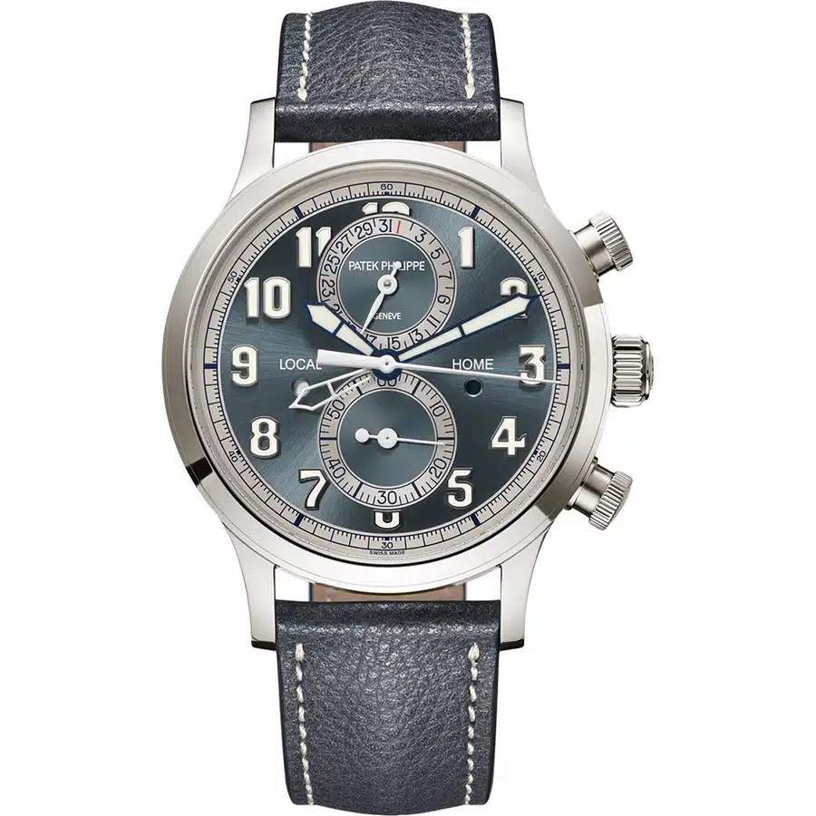 Patek Philippe 5924G-001 Complications Calatrava Pilot Travel Time Chronograph 42 mm White Gold Case - Blue-Gray Dial