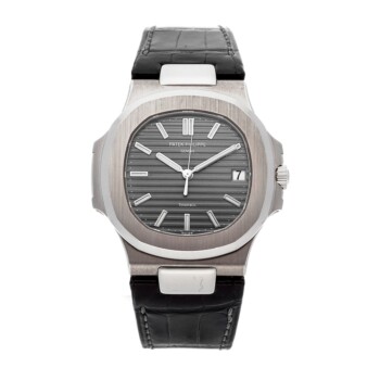 Patek Philippe Nautilus 5711G-001 White Gold With Black Alligator Leather Watch