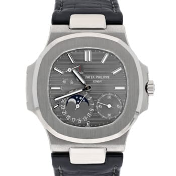 Patek Philippe Nautilus 5712G-001 Moonphase White Gold Mens Watch Grey Dial