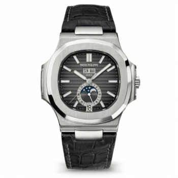 Patek Philippe Nautilus 5726A-001 Stainless Steel With Black Crocodile Leather Watch Grey Dial