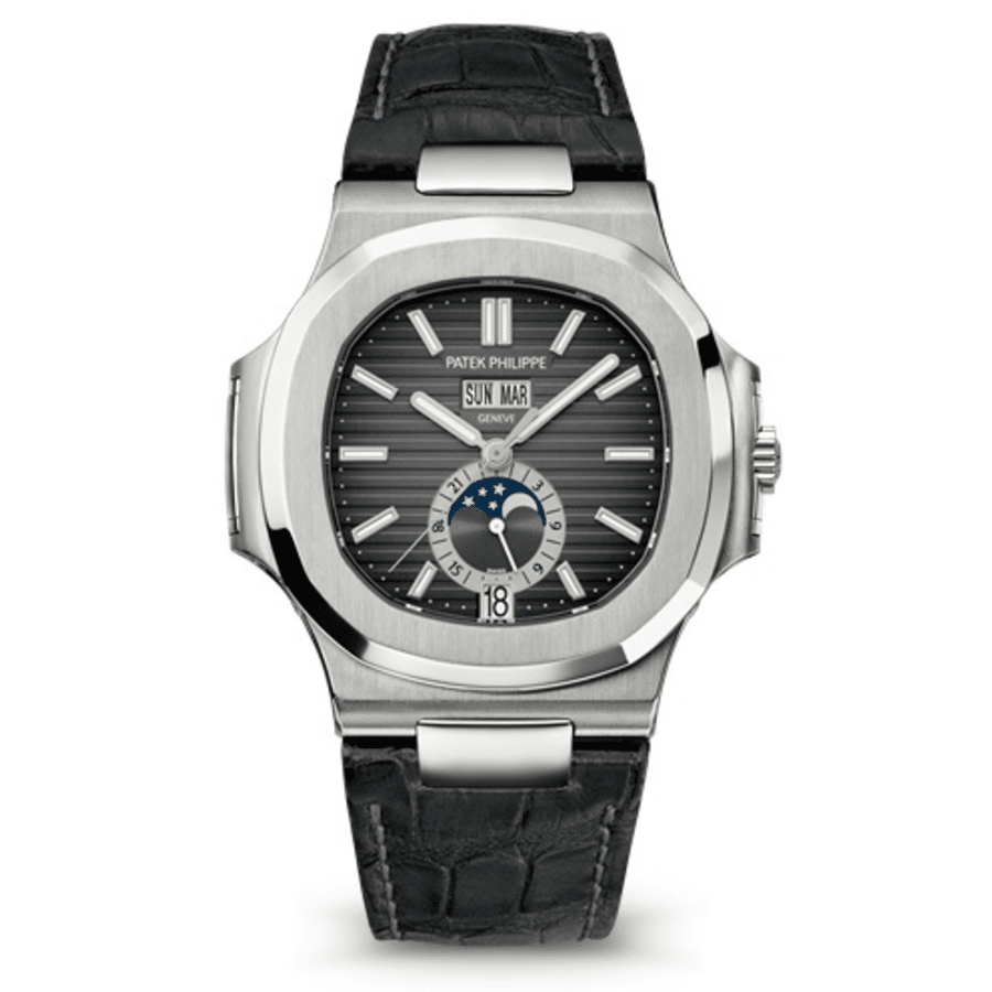 Patek Philippe Nautilus 5726A-001 Stainless Steel With Black Crocodile Leather Watch Grey Dial