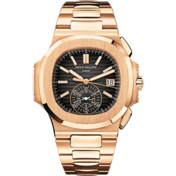 Patek Philippe Nautilus 5980/1R-001 rose gold chronograph watch, black dial