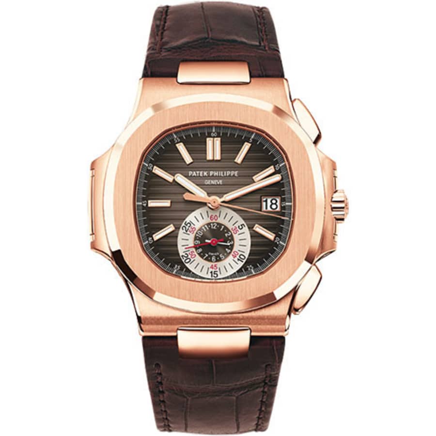Patek Philippe Nautilus 5980R-001 Chronograph Rose Gold with Brown Leather Watch