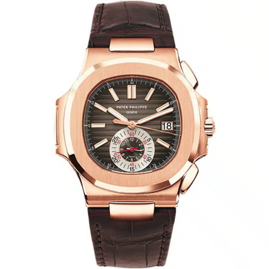 Patek Philippe Nautilus 5980R-001 Chronograph Rose Gold with Brown Leather Watch