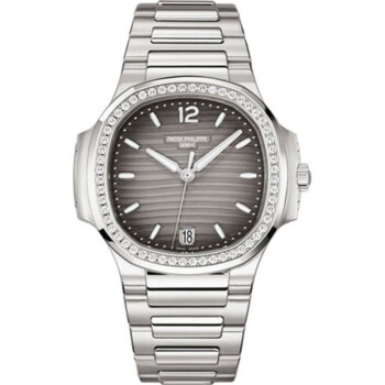 Patek Ladies Nautilus Automatic With Diamond Bezel 7118/1200A-011 35.2mm Stainless Steel with Grey Dial