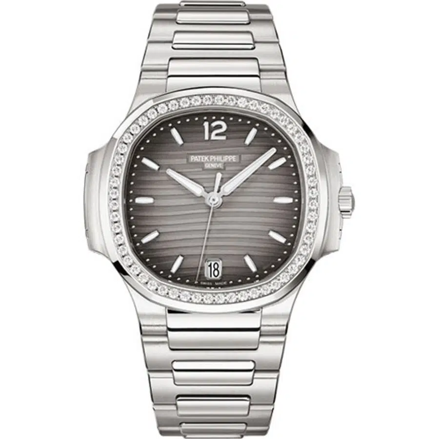 Patek Ladies Nautilus Automatic With Diamond Bezel 7118/1200A-011 35.2mm Stainless Steel with Grey Dial