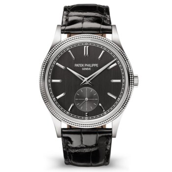 Patek Philippe Calatrava 6119G-001 39mm White Gold with Black Dial Leather Strap