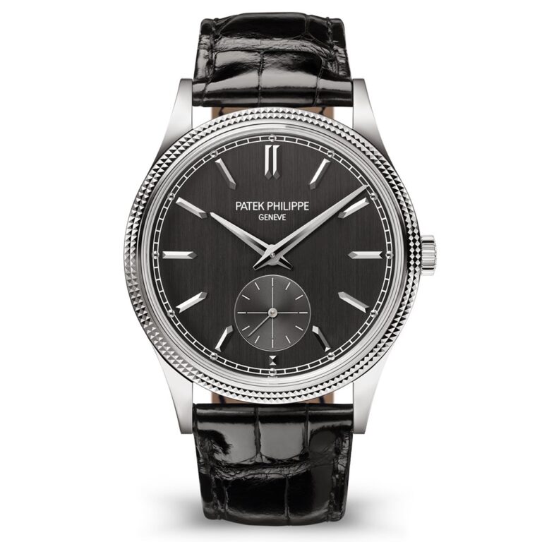 Patek Philippe Calatrava 6119G-001 39mm White Gold with Black Dial Leather Strap