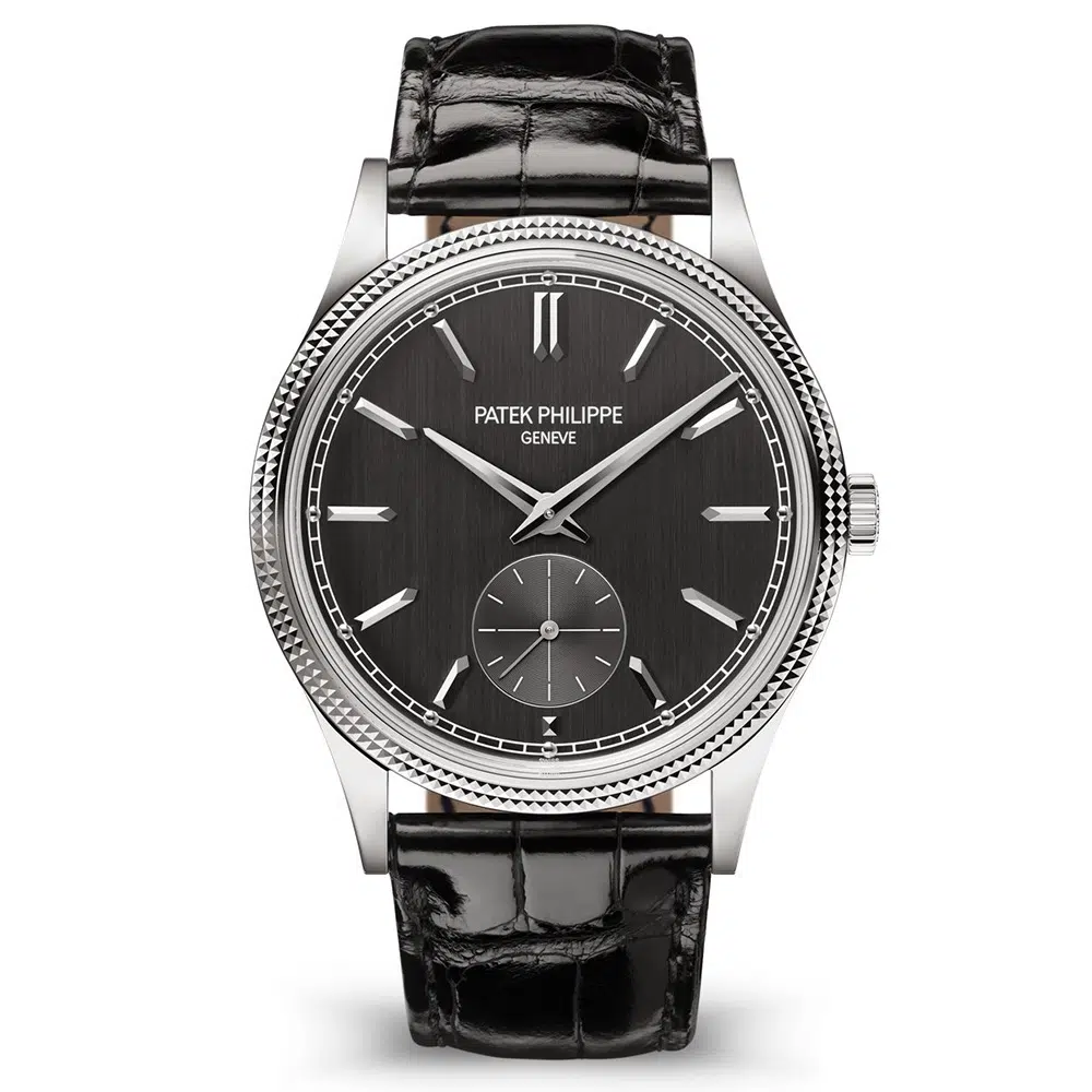 Patek Philippe Calatrava 6119G-001 39mm White Gold with Black Dial Leather Strap
