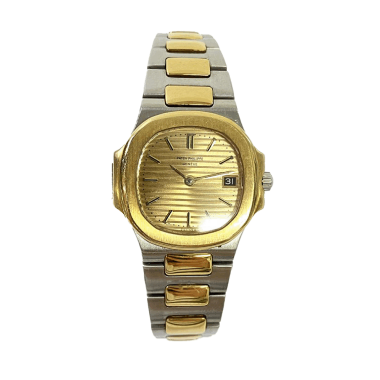 Patek Philippe Nautilus 25mm 4700 Stainless Steel & Yellow Gold Watch Champagne Index Dial