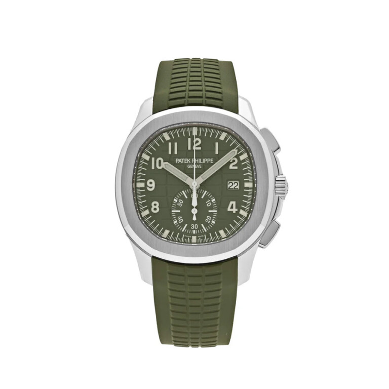 Patek Philippe Aquanaut 5968G-010 chronograph white gold watch, khaki green dial