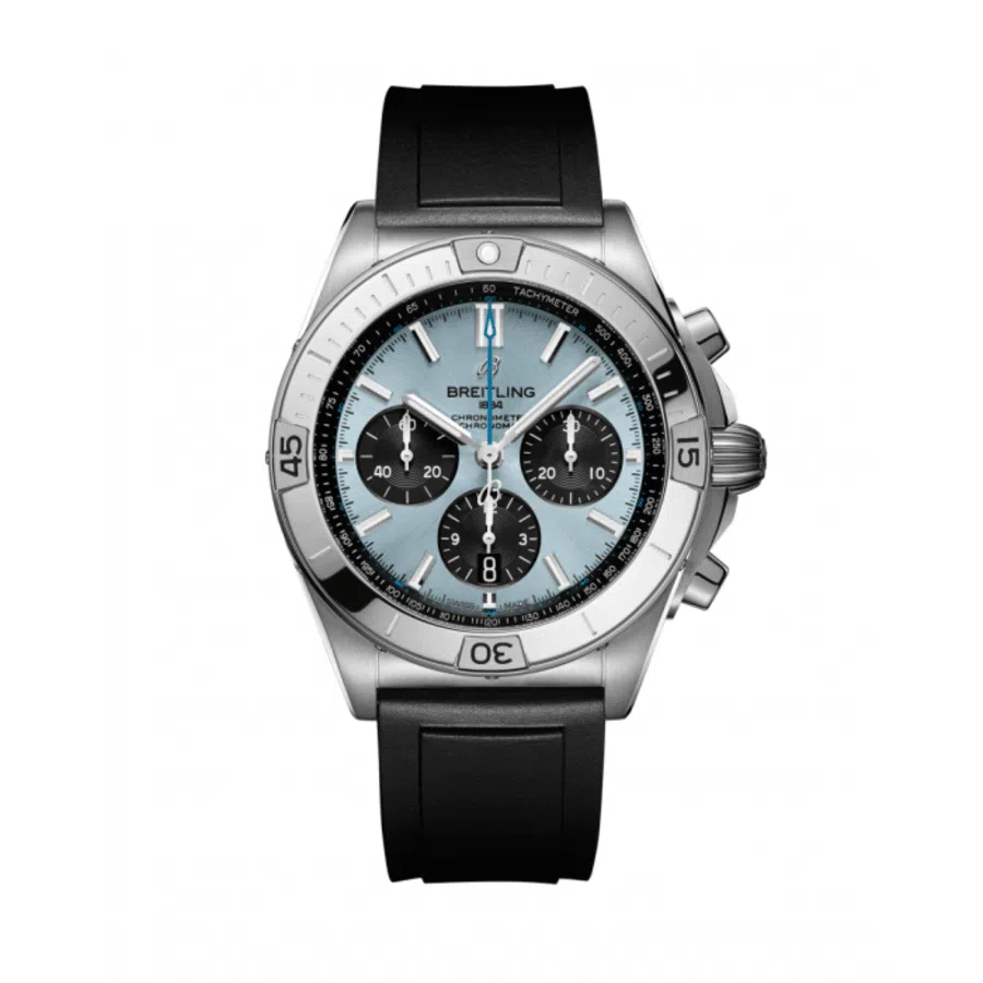 Breitling Chronomat B01 42mm PB0134101C1S1 Stainless Steel with Black Rubber Watch Ice Blue Dial